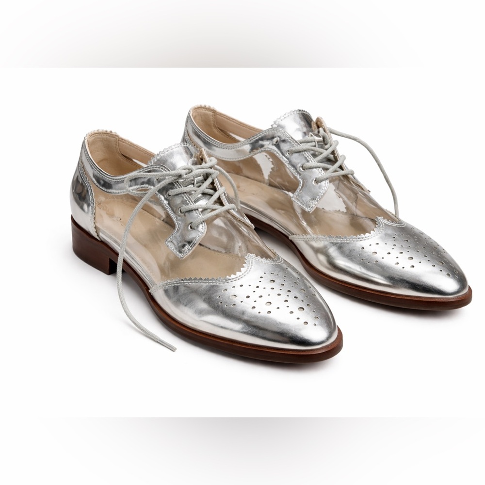 Aldo Metallic Silver Wingtip Loafers